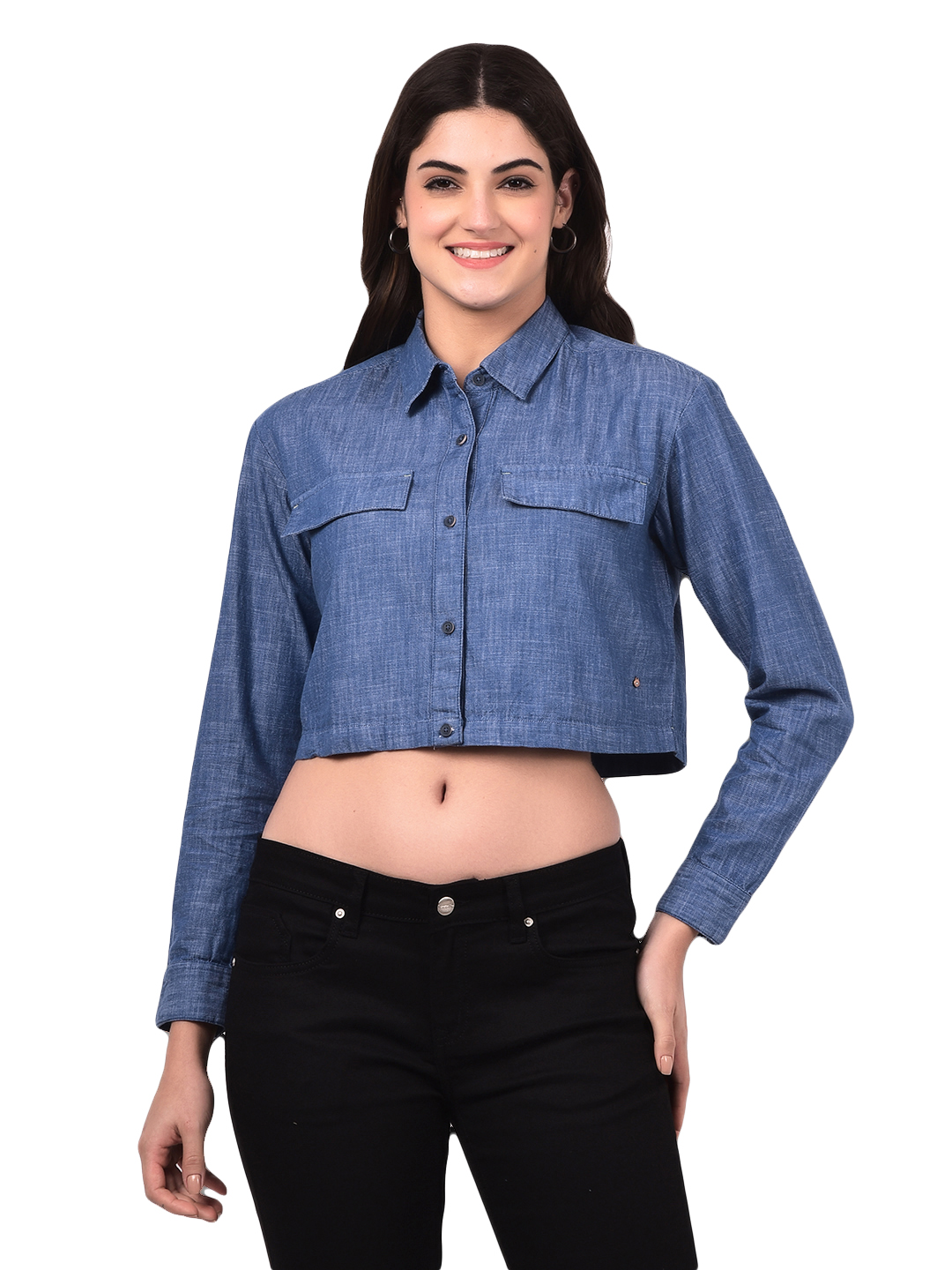 Numero Uno Women Cropped Denim Shirt